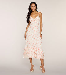 Petals & Prosecco V-Neck Midi Dress