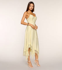 Sunlit Elegance Satin A-Line Midi Dress