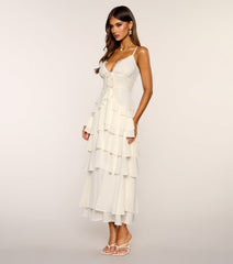 RSVP Ruffle Chiffon Maxi Dress