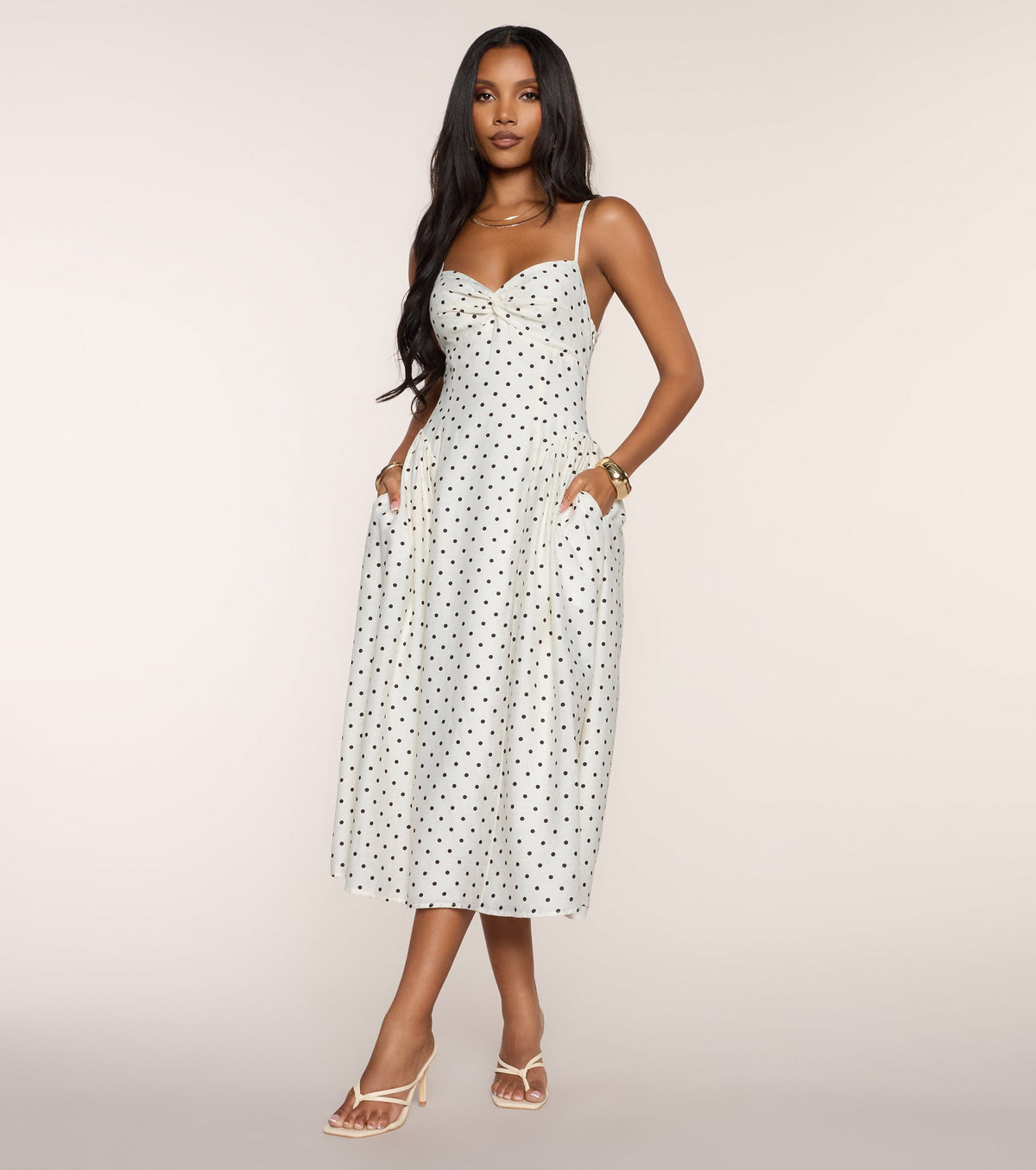 Dot Your Calendar Lace-Up Midi Dress