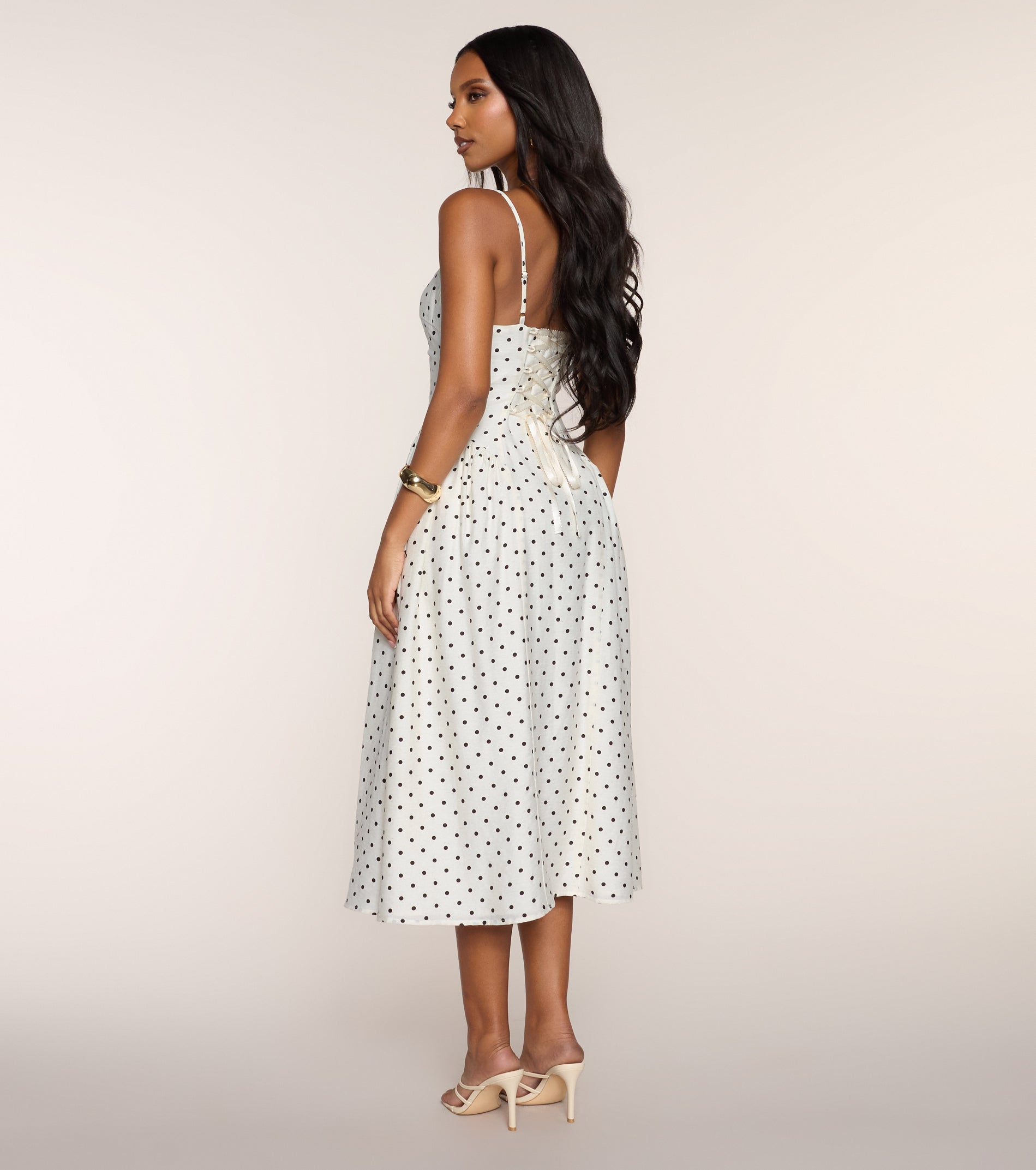 Dot Your Calendar Lace-Up Midi Dress