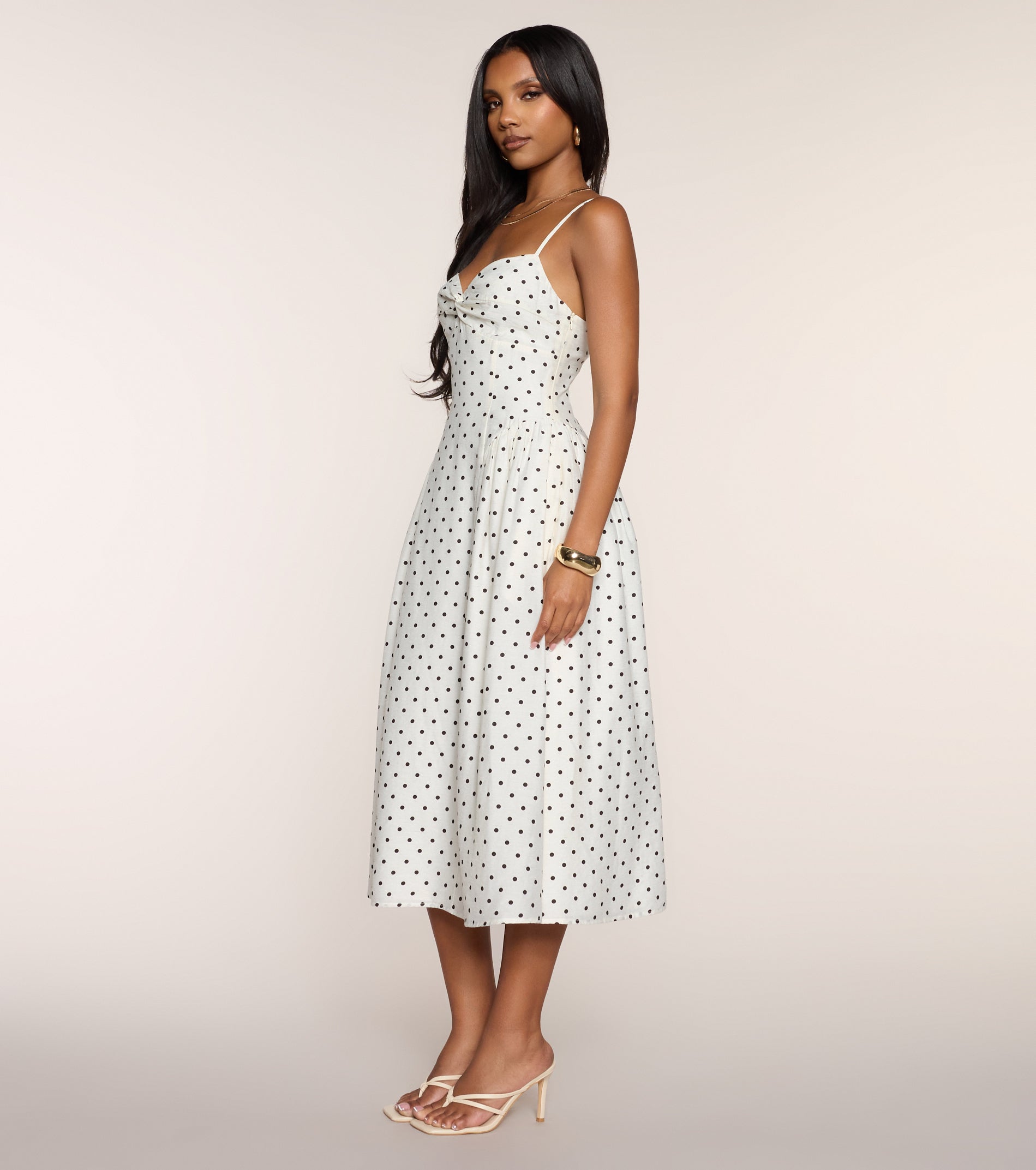 Dot Your Calendar Lace-Up Midi Dress