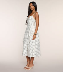Dot Your Calendar Lace-Up Midi Dress