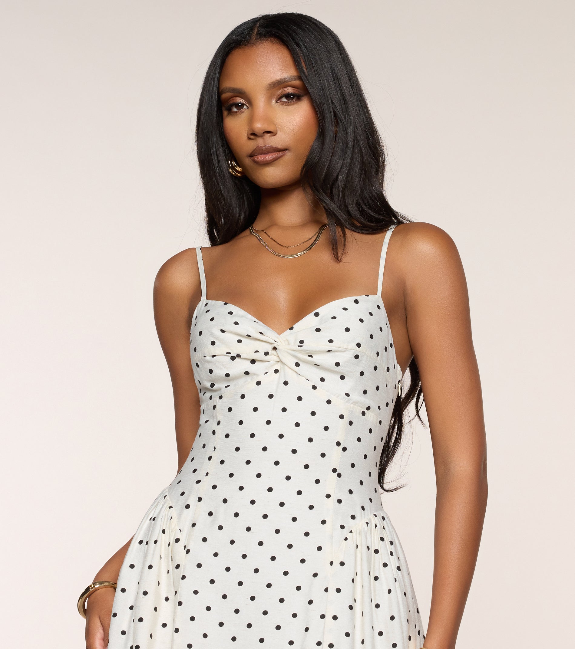 Dot Your Calendar Lace-Up Midi Dress