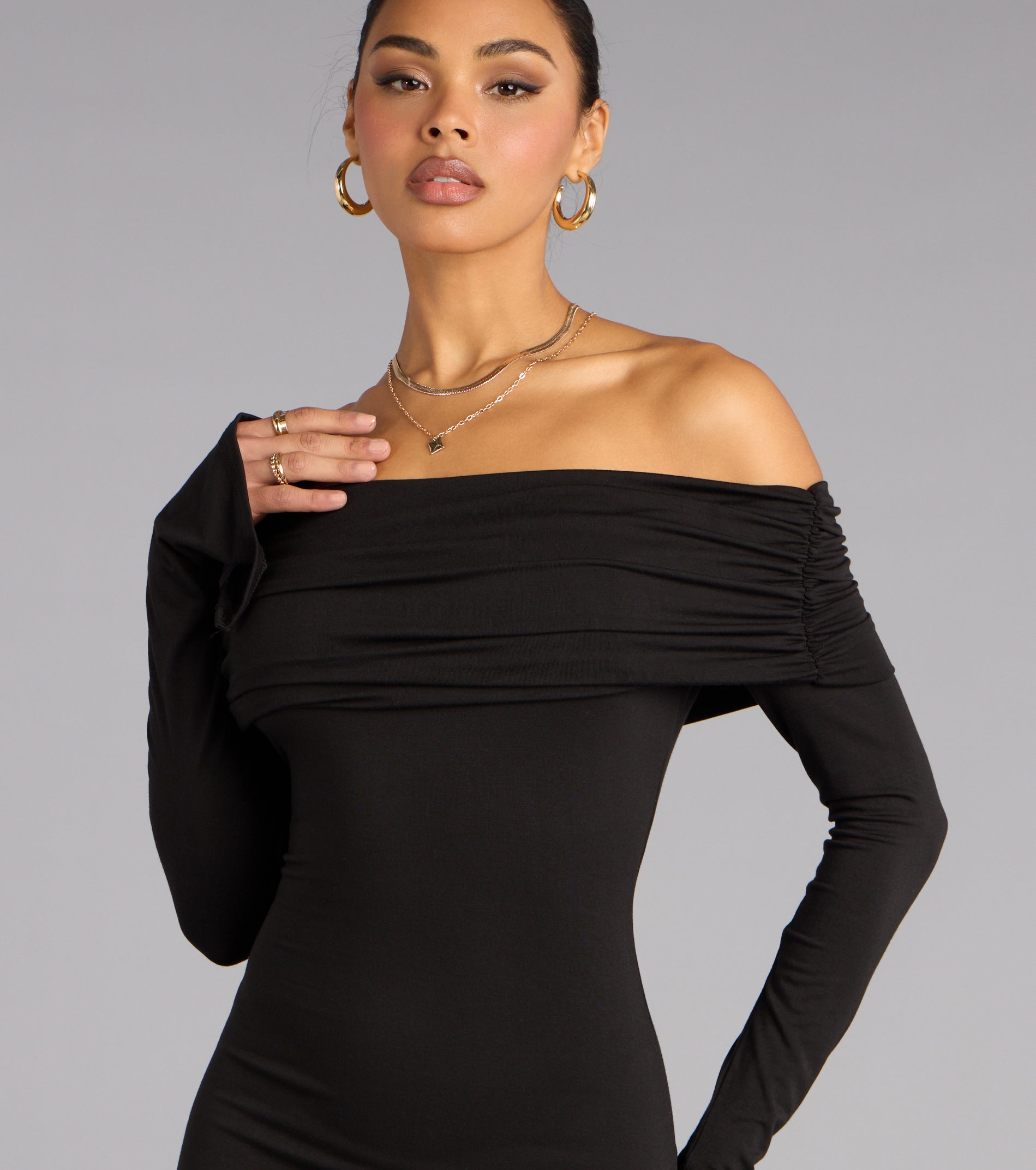 Golden Hour Off-The-Shoulder Mini Dress