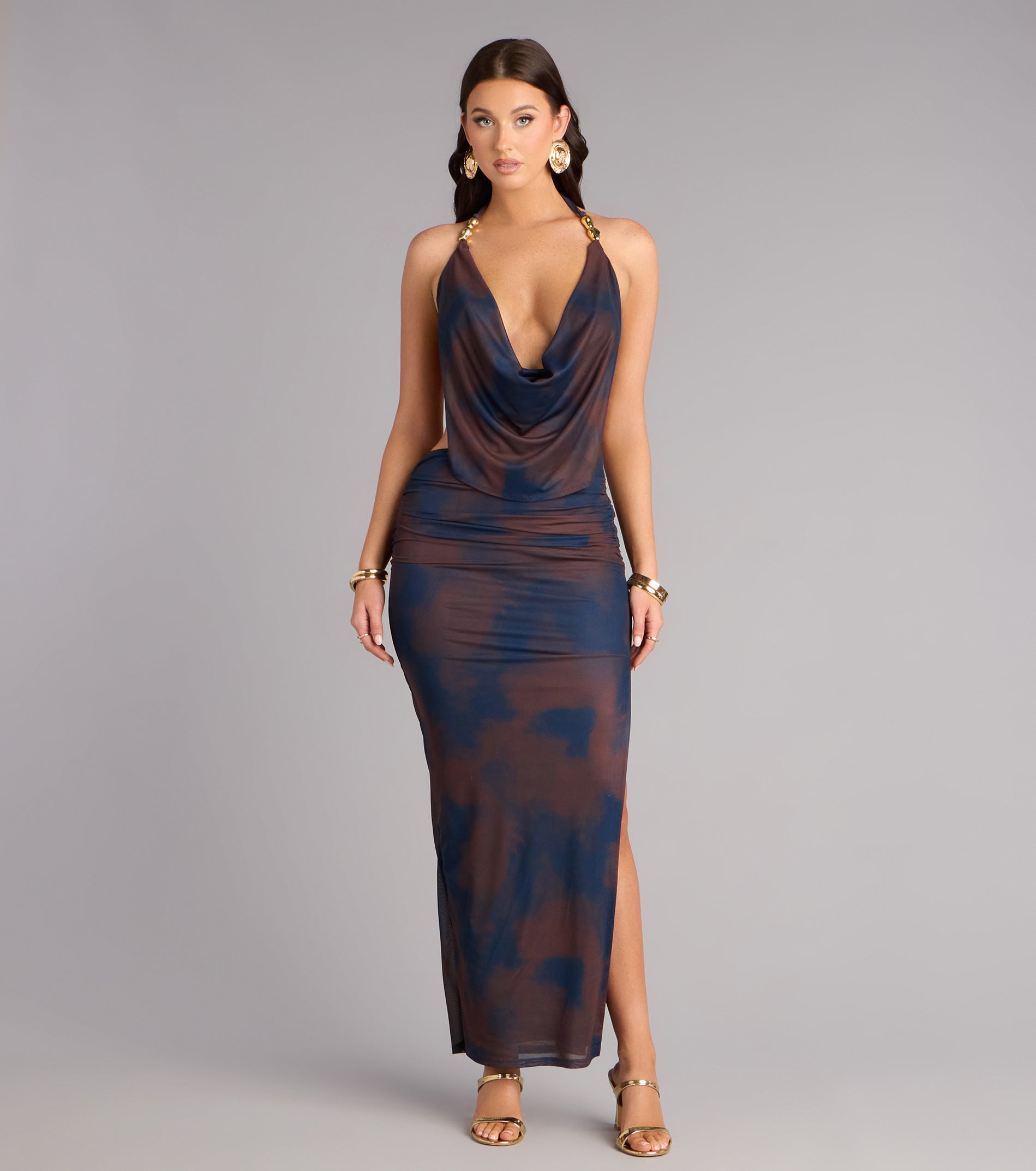 Vacation Mode Abstract Open Back Maxi Dress