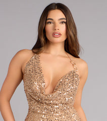 Low Light Luxe Sequin Halter Mini Dress