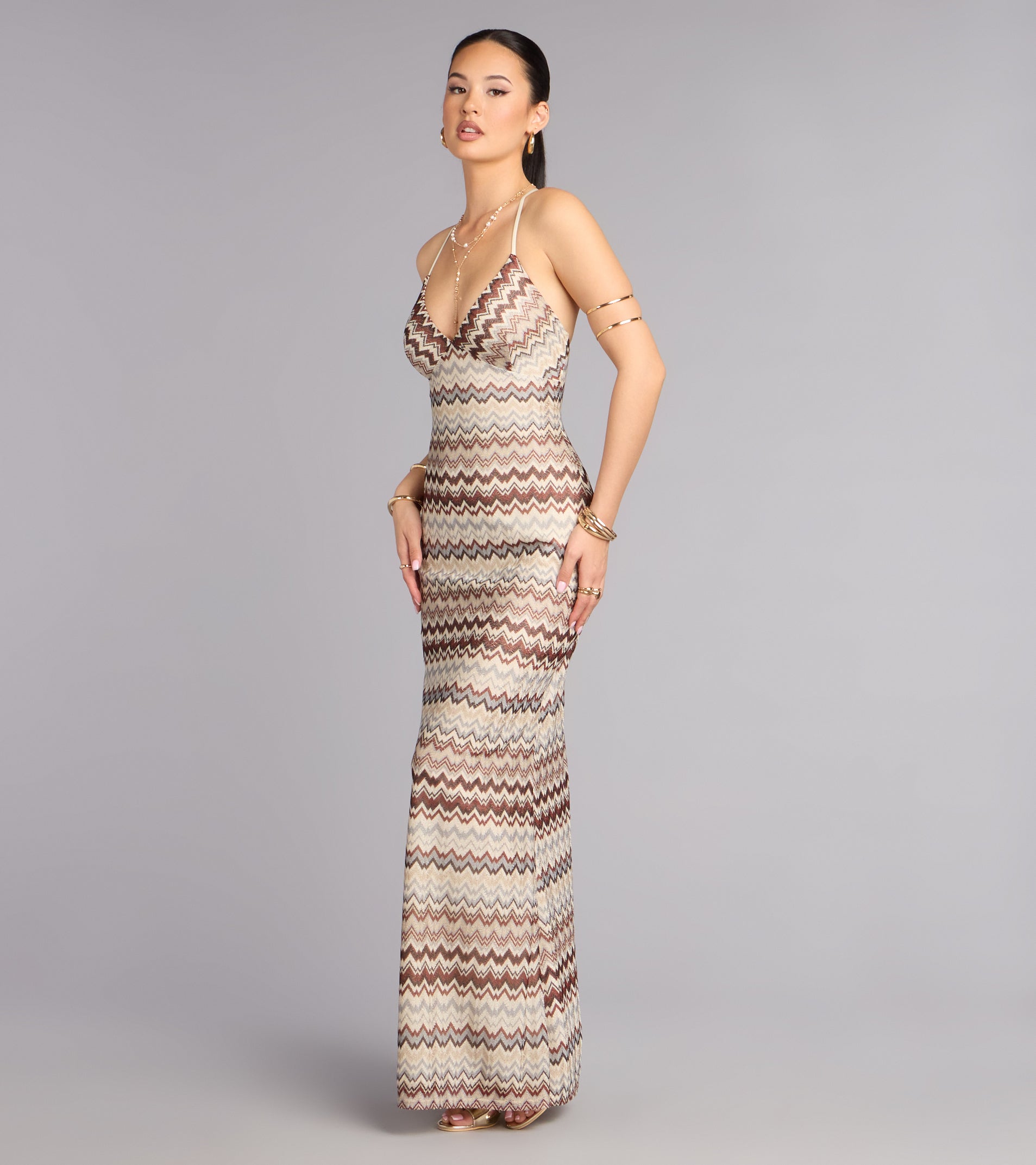 Sunset Plans Chevron Crochet Maxi Dress