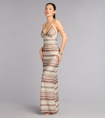Sunset Plans Chevron Crochet Maxi Dress