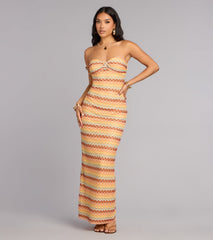 Golden Glow Strapless Maxi Dress