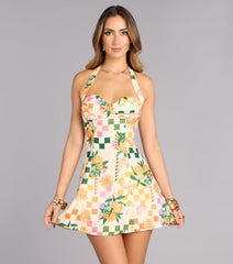 Amalfi Mood Halter Skater Dress