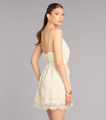 Pretty Plans Chiffon And Lace Skater Dress