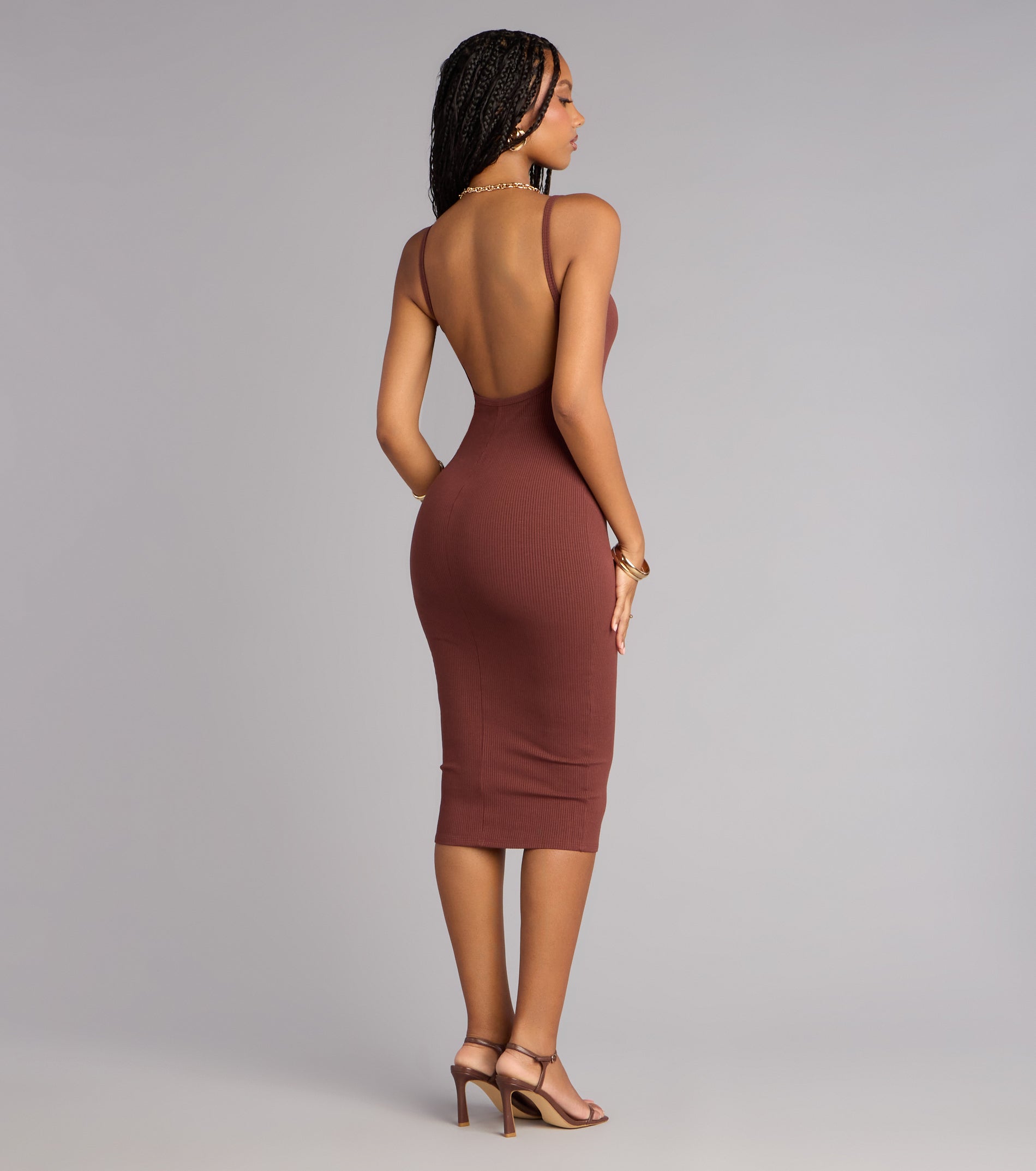 Bare It All Open Back Bodycon Midi Dress