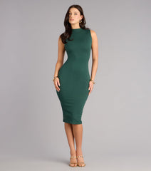 Effortless Impact Mock Neck Midi Dress