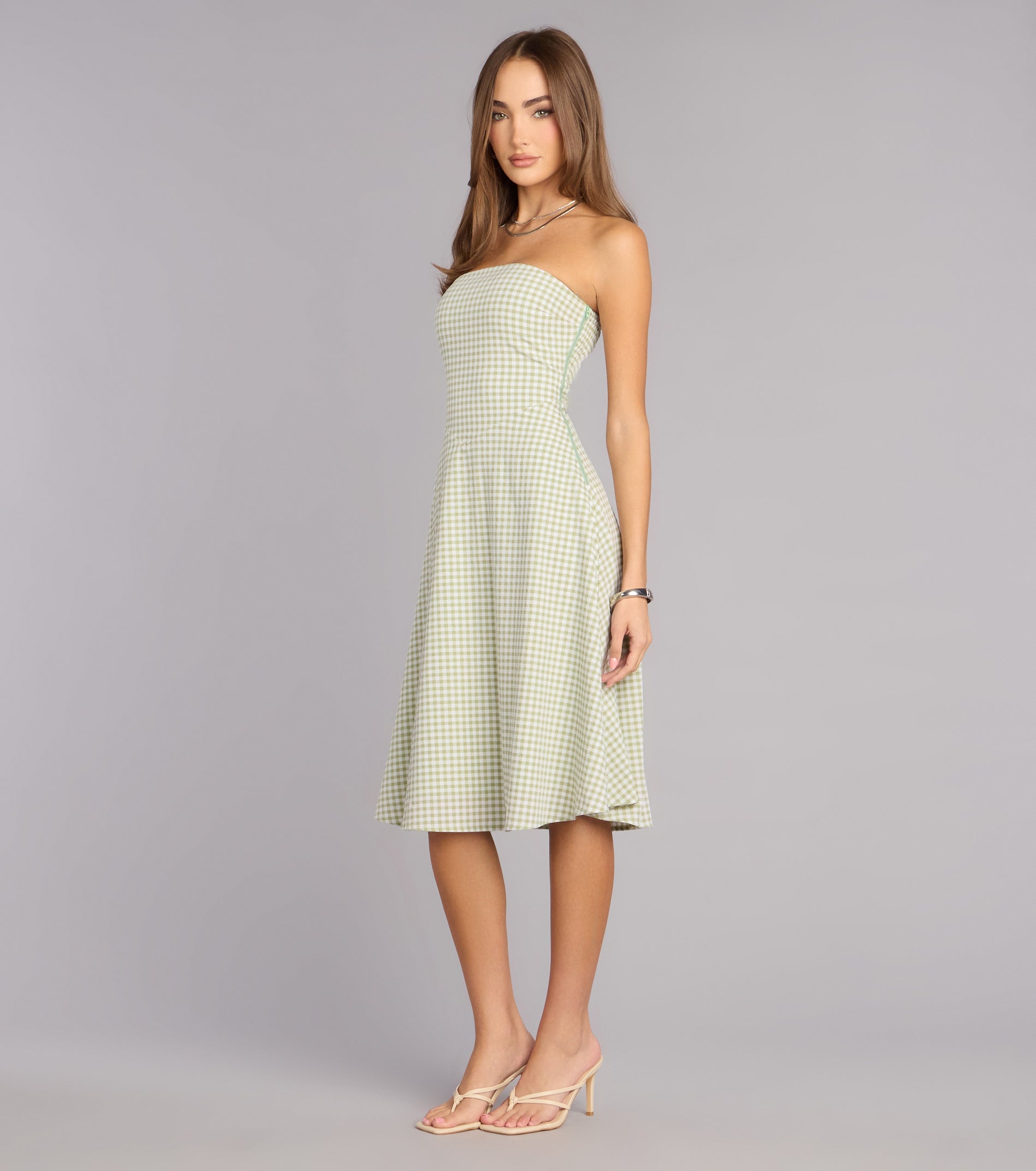Sunny Day Cutie Gingham Midi Dress