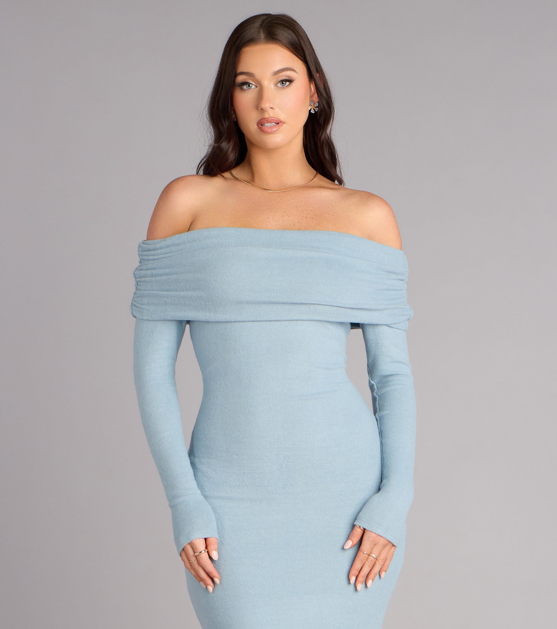 Minimal Drama Off-The-Shoulder Midi Dress