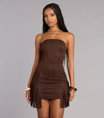 Desert Heat Faux Suede Strapless Mini Dress