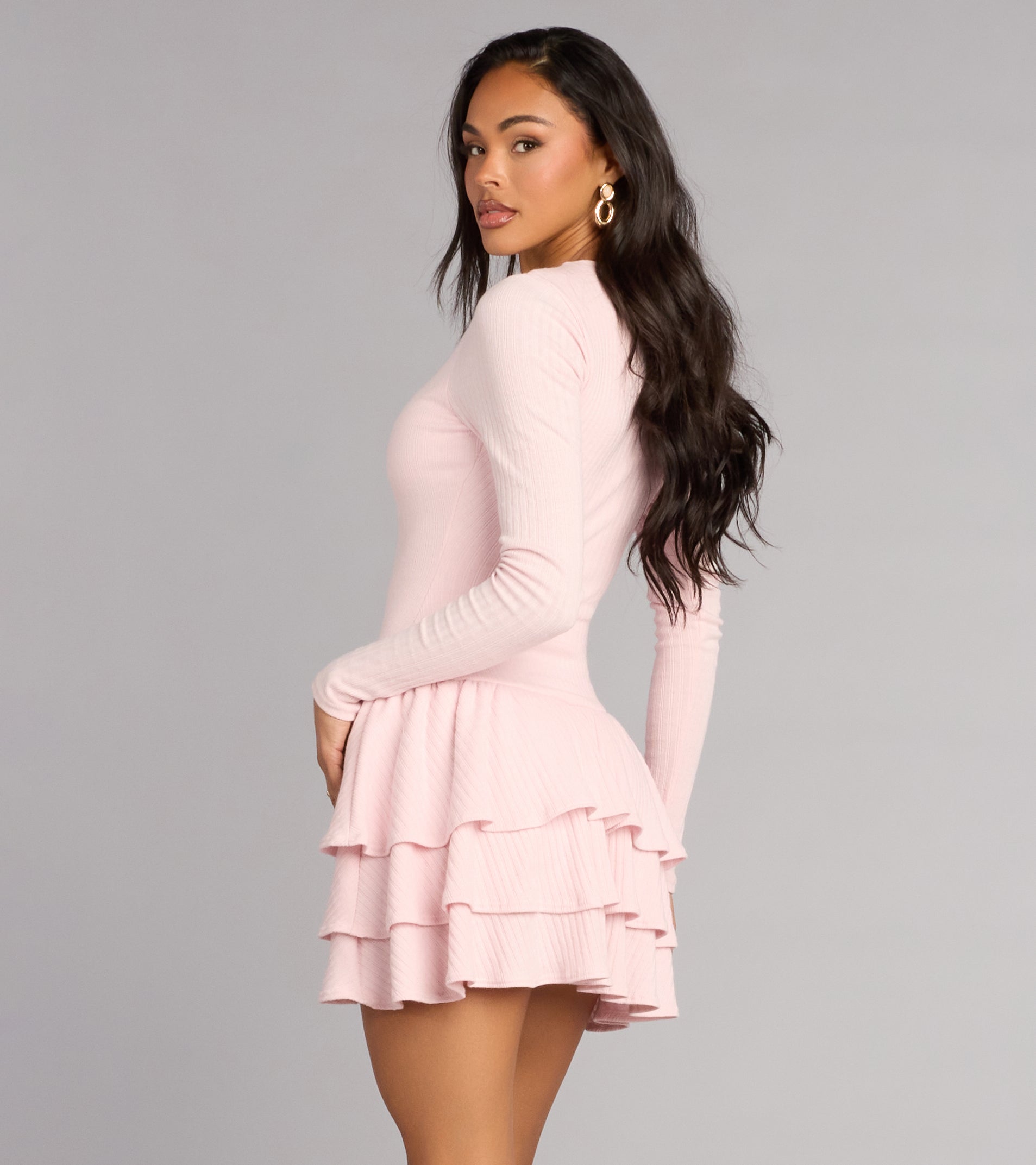 Sweet Plans Ahead Long Sleeve Skater Dress