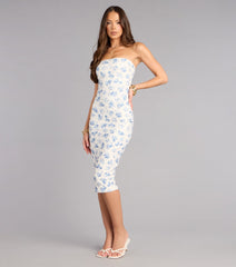Sweet Talker Floral Eyelet Midi Tube Dress