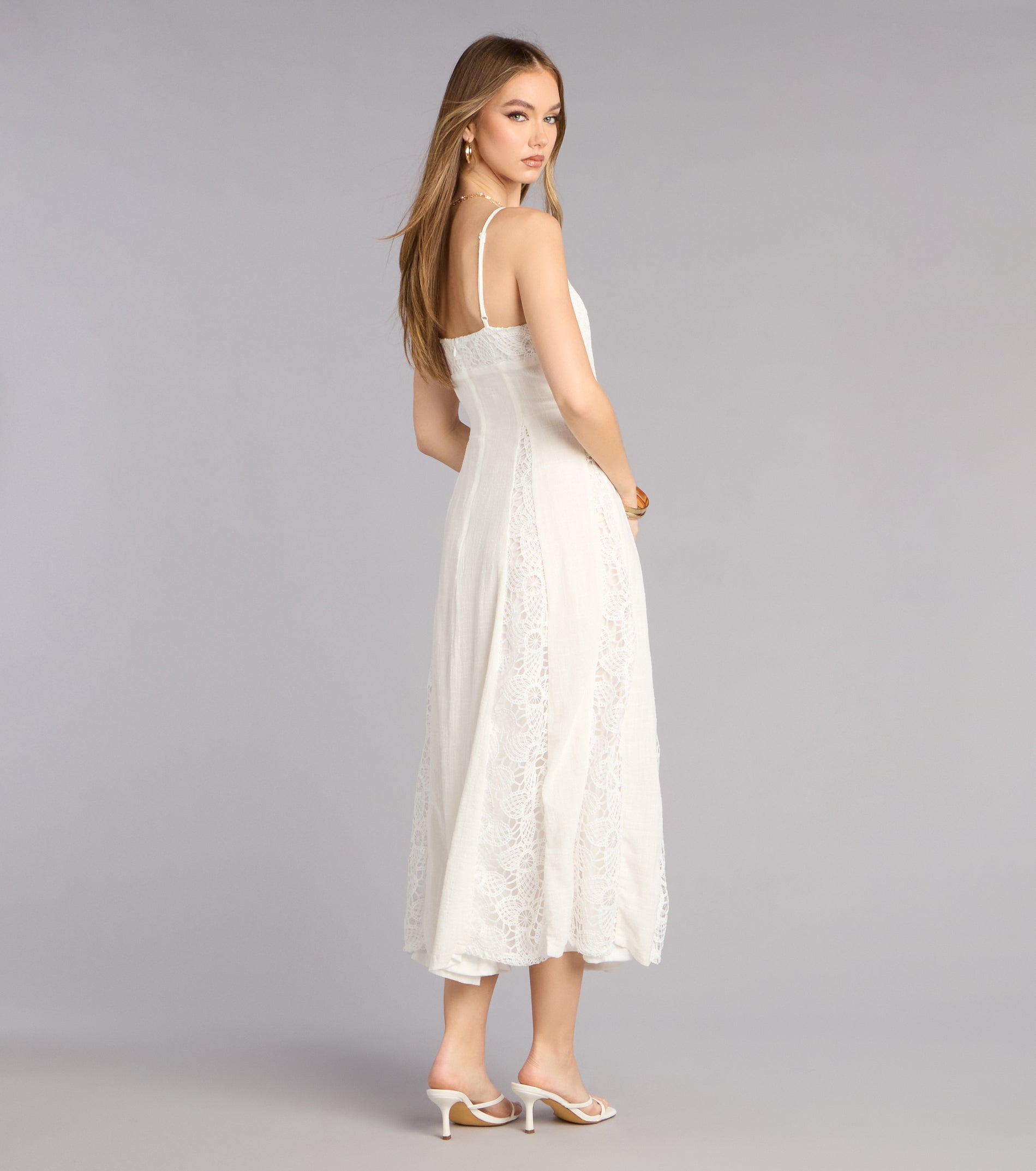 Soft Spoken Statement Linen V Neck Maxi Dress