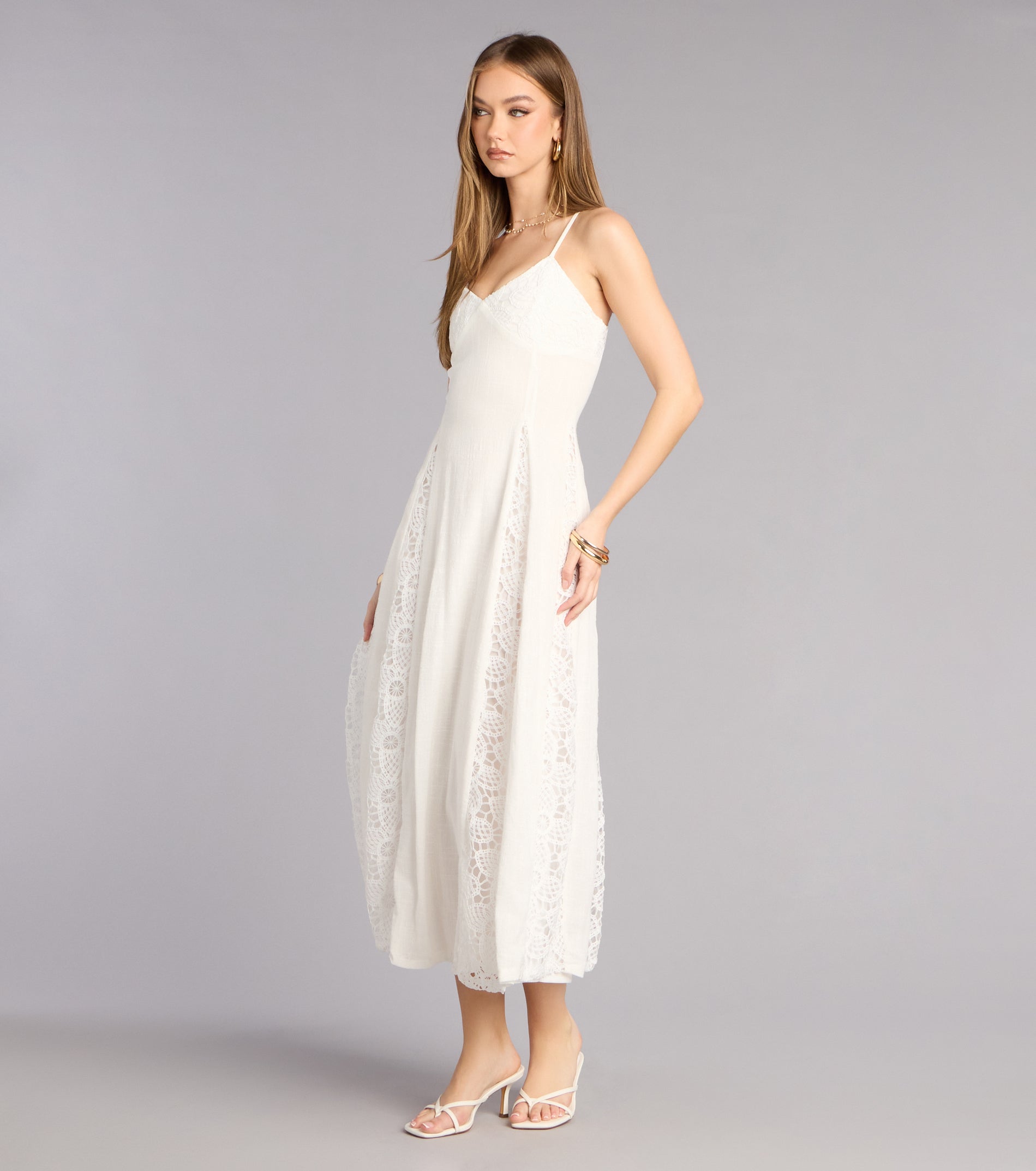 Soft Spoken Statement Linen V Neck Maxi Dress
