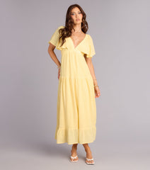 Major Fling Flutter Sleeve Maxi Dress