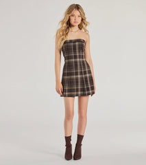 Find Me In Plaid A-Line Mini Dress