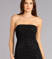 Midnight Magic Rhinestone Tube Mini Dress