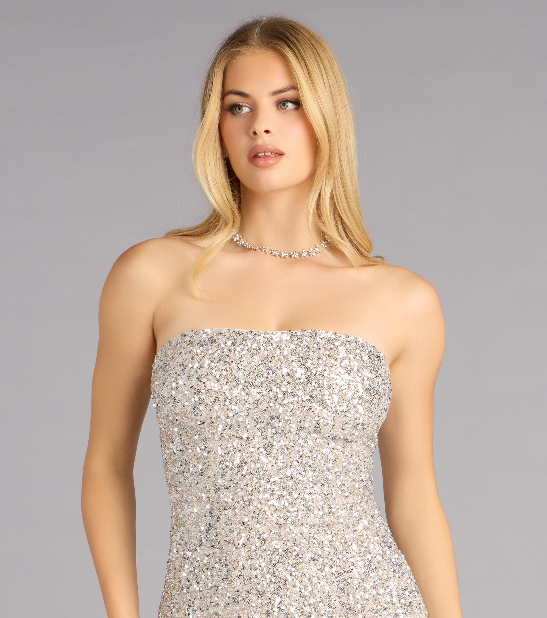 Dazzle Hour Strapless Sparkle Mini Dress