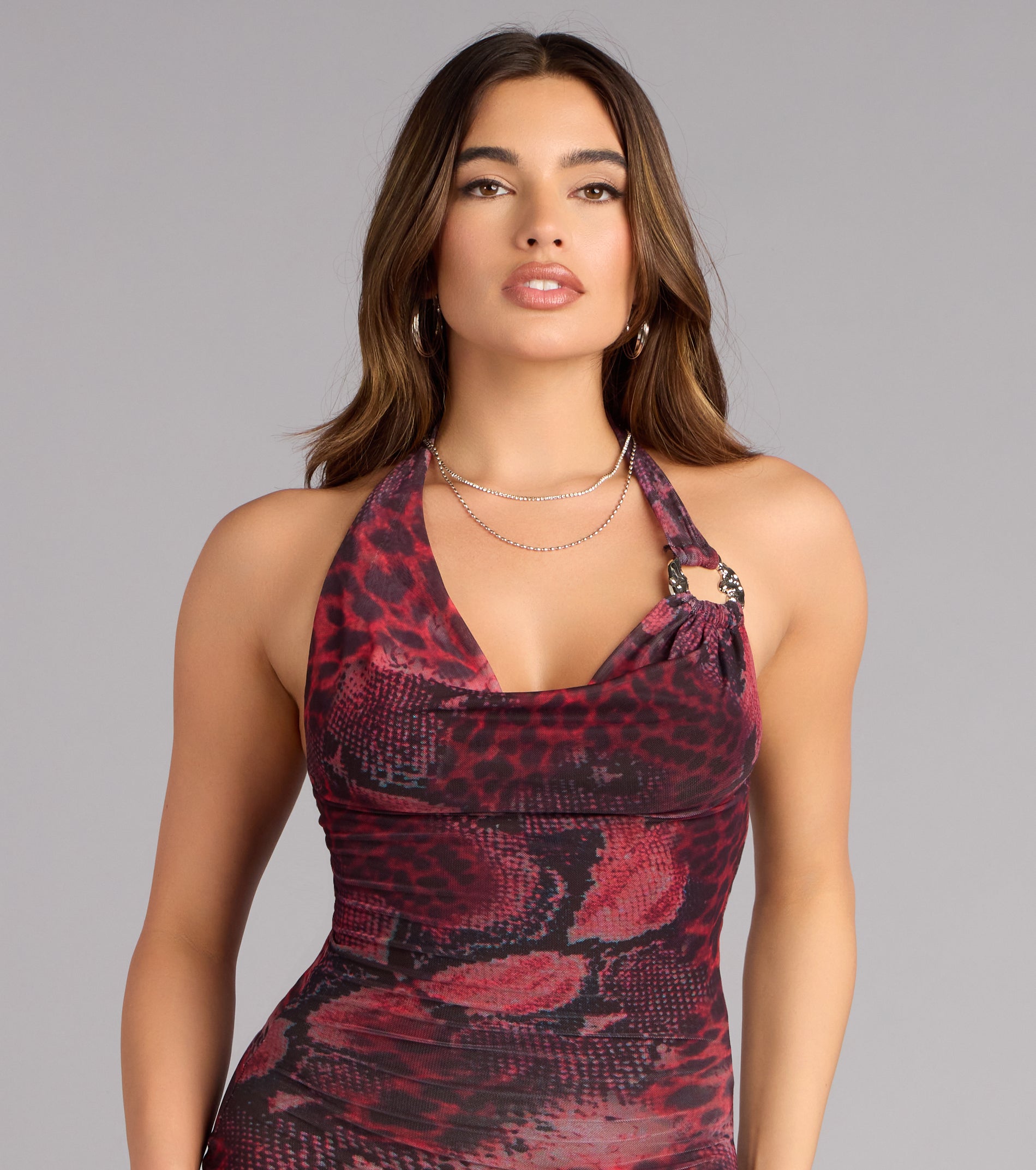 Made To Be Noticed Animal Print Halter Mini Dress