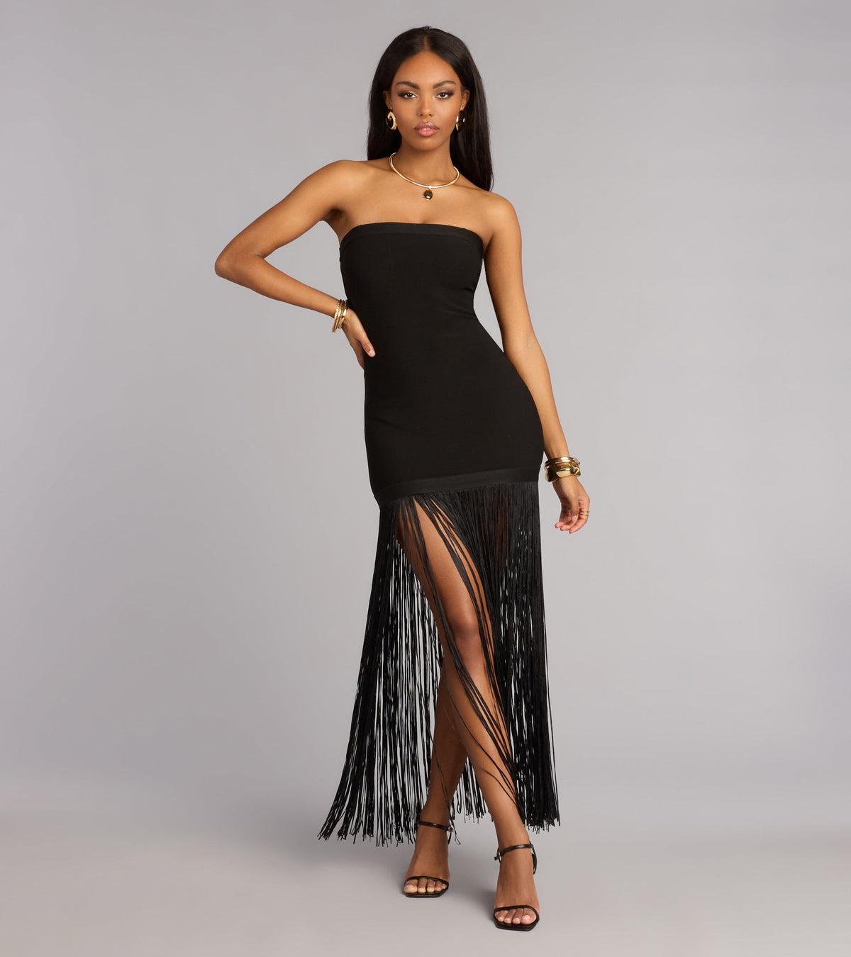 Bold Moves Fringe Bandage Maxi Dress