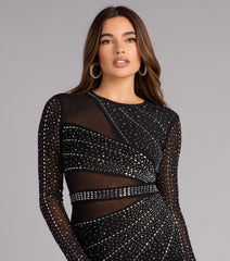 Undeniable Glamour Rhinestone Sheer Mesh Mini Dress