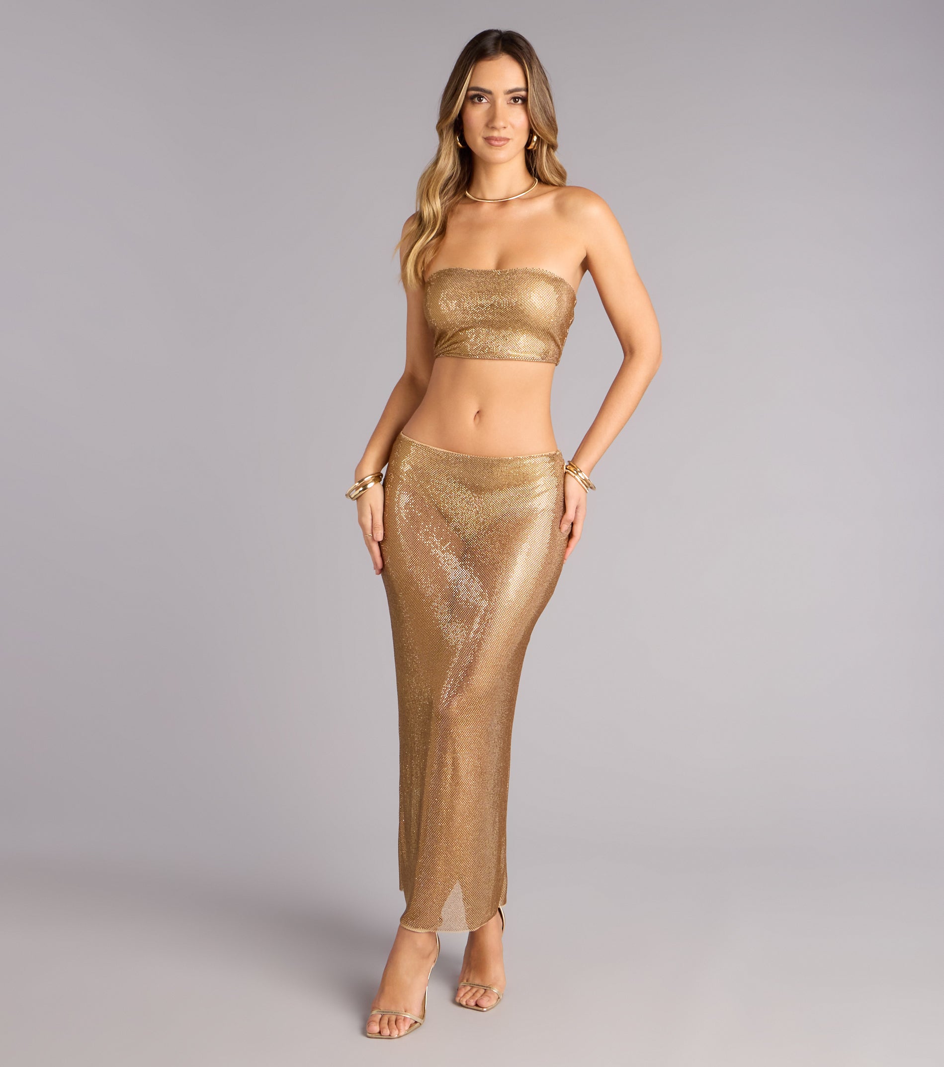 Glow Getter Rhinestone Lace-Up Tube Top