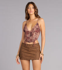 Dusty Sunset Lace Up Corset Top