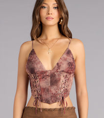 Dusty Sunset Lace Up Corset Top