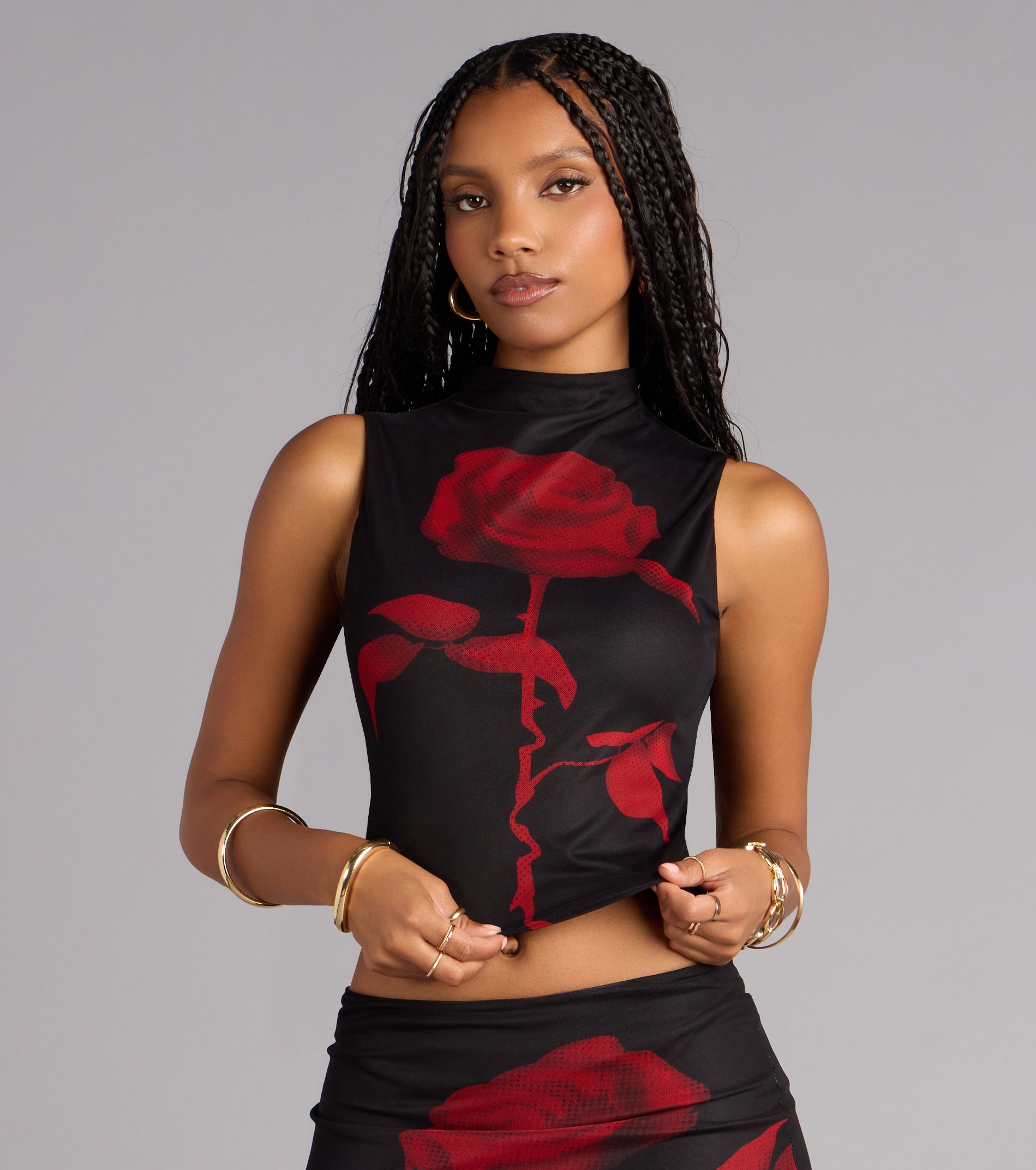Chic Romance Rose Crop Top