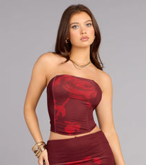 Love Notes Rose Strapless Mesh Corset