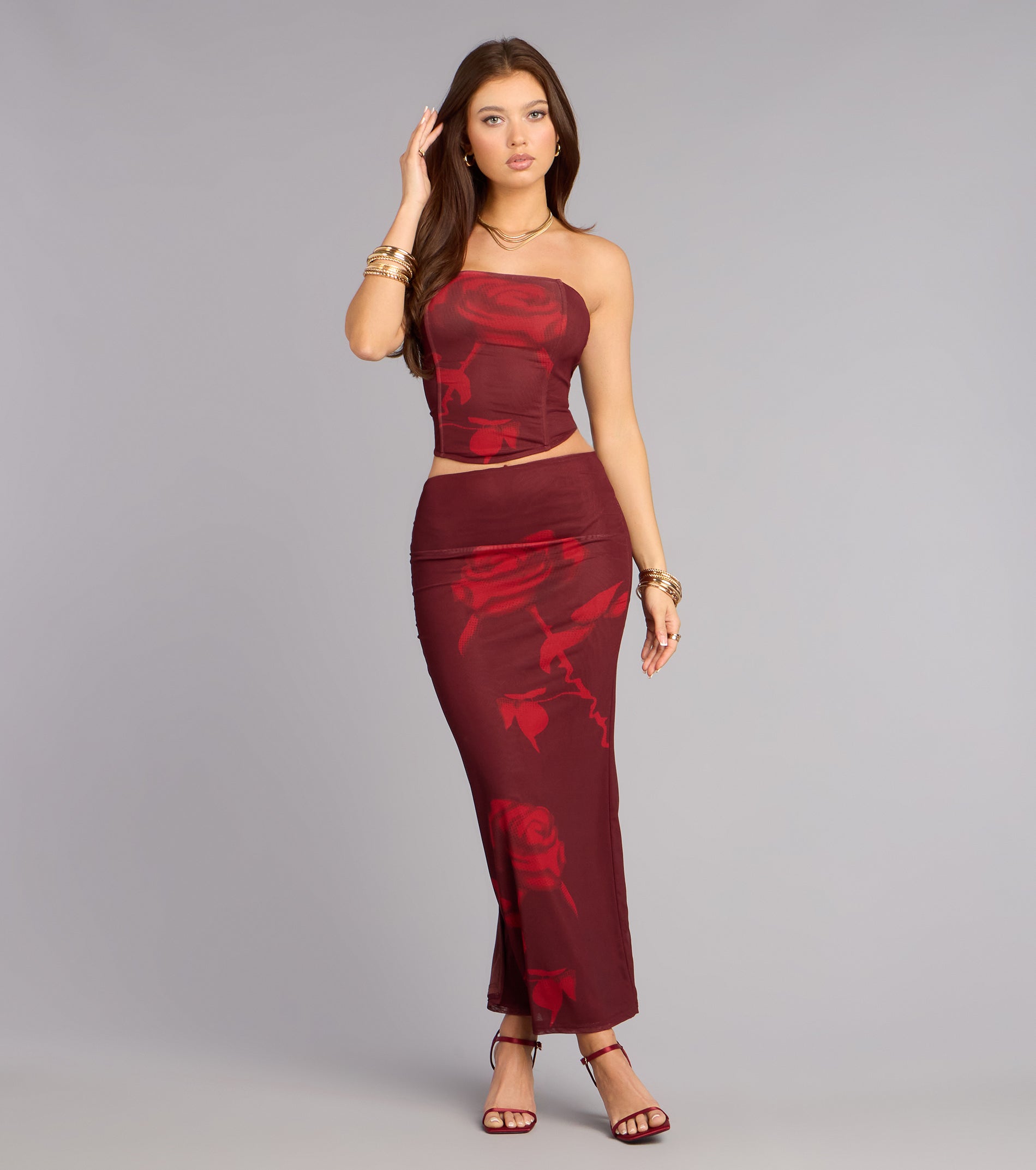 Love Notes Rose Strapless Mesh Corset