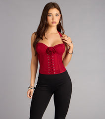 Sweet Talk Rose Lace Up Bustier