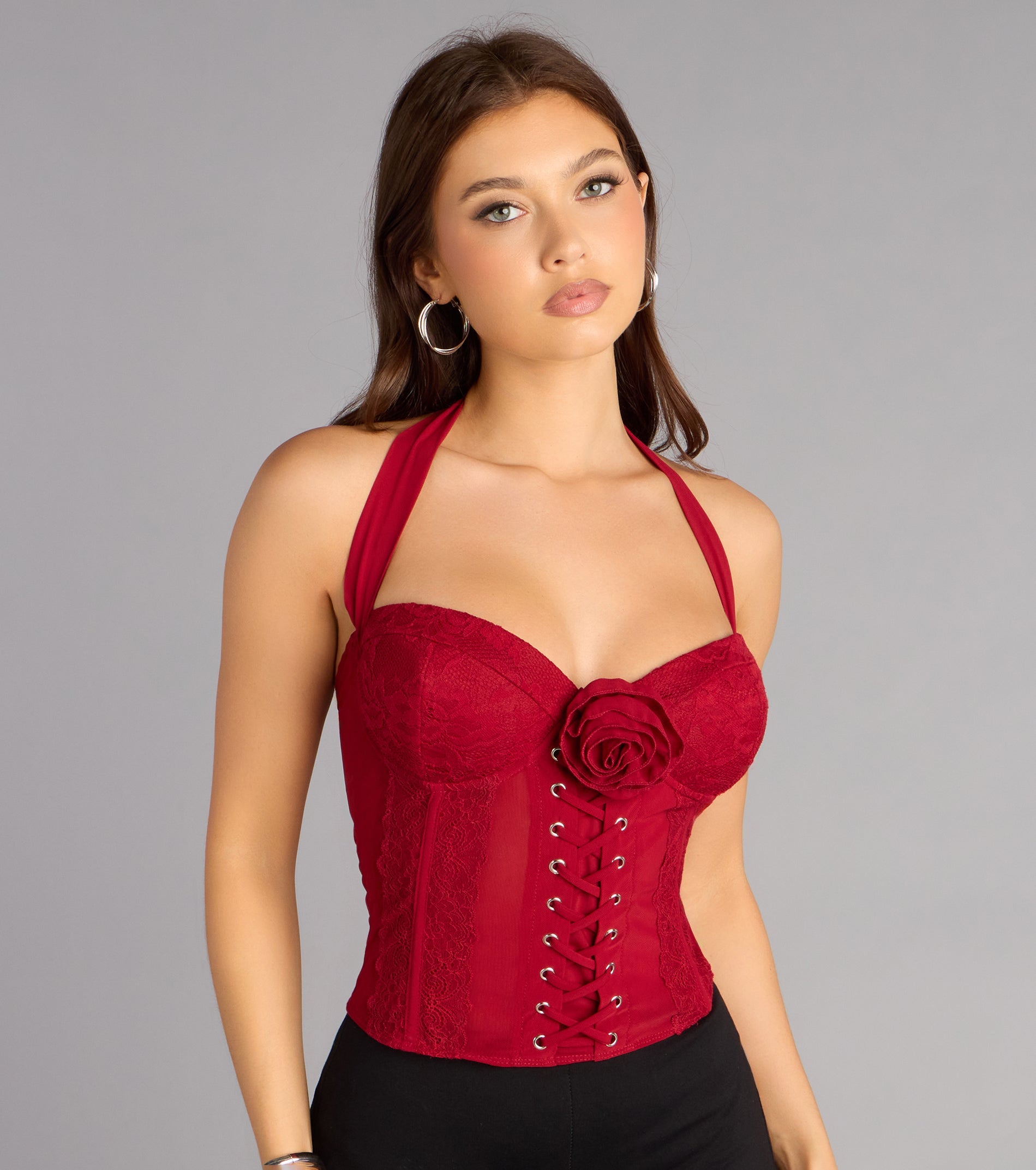 Sweet Talk Rose Lace Up Bustier