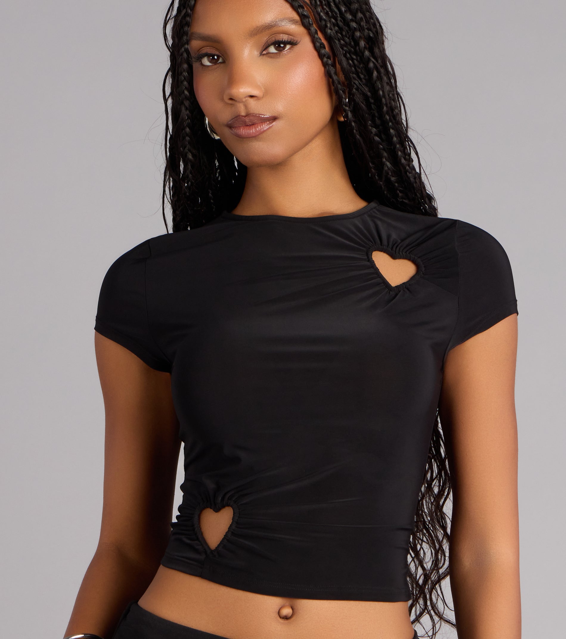 Play It Cute Heart Cutout Baby Tee