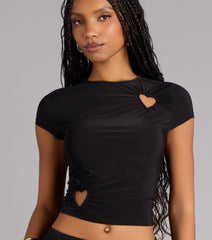 Play It Cute Heart Cutout Baby Tee