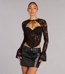 Secrets Out Lace Long Sleeve Bustier