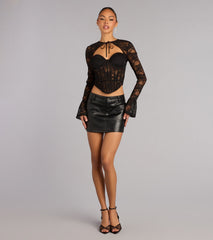 Secrets Out Lace Long Sleeve Bustier
