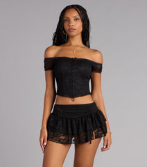 Quiet Allure Off Shoulder Lace Corset Top