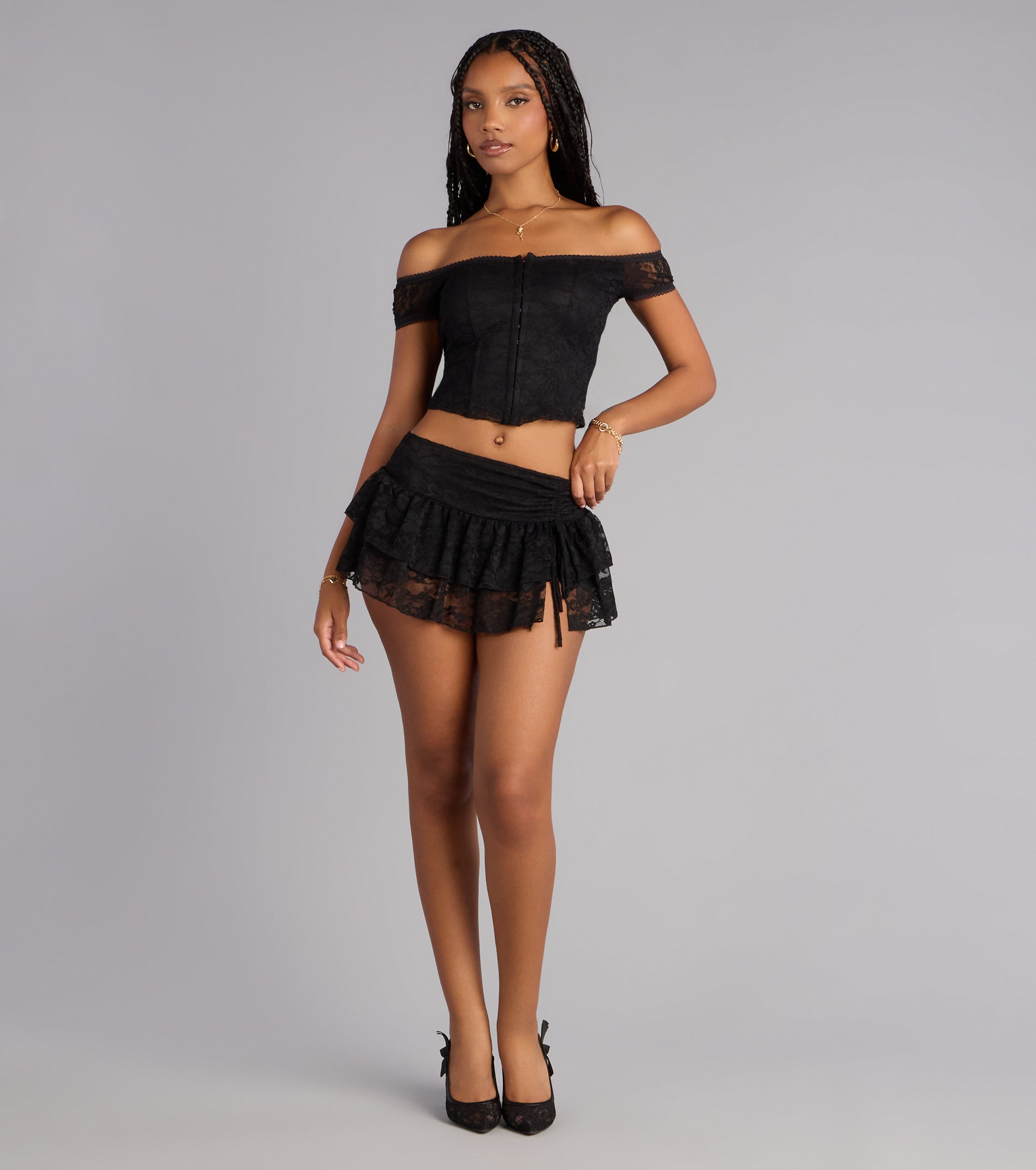 Quiet Allure Off Shoulder Lace Corset Top