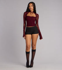 Polished Temptation Lace Long Sleeve Tie Top
