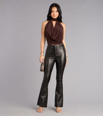 Bold Allure Cowl Neck Open Back Top