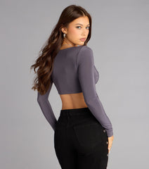 Effortless Intent Hoop Front Crop Top