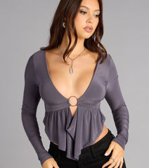 Effortless Intent Hoop Front Crop Top